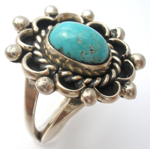 Turquoise Ring Size 5.5 Sterling Silver Vintage
