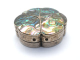 Abalone Shell Pill Trinket Box Sterling Silver Vintage - The Jewelry Lady's Store