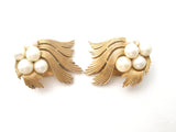 Crown Trifari Pearl Brooch Pin & Earrings Set - The Jewelry Lady's Store
