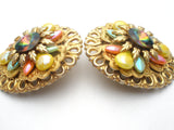 Fantiques Multi Color Rivoli Rhinestone Earrings Vintage - The Jewelry Lady's Store