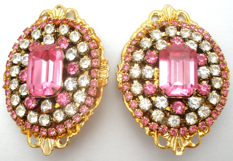 Fantiques Pink Rhinestone Earrings Vintage