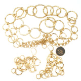 Gold Tone Circle Link Necklace & Earrings Set Vintage - The Jewelry Lady's Store