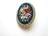 Italian Oval Mosaic Flower Brooch Pin Vintage - The Jewelry Lady's Store