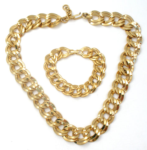 Monet Necklace & Bracelet Link Set Vintage