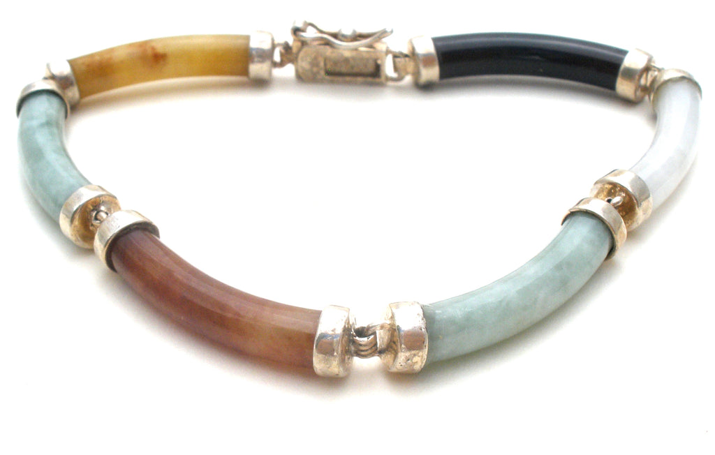 Multi Color Jade Bracelet Sterling Silver - The Jewelry Lady's Store