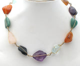 Multi Nugget Gemstone Wire Work Necklace 16" - The Jewelry Lady's Store
