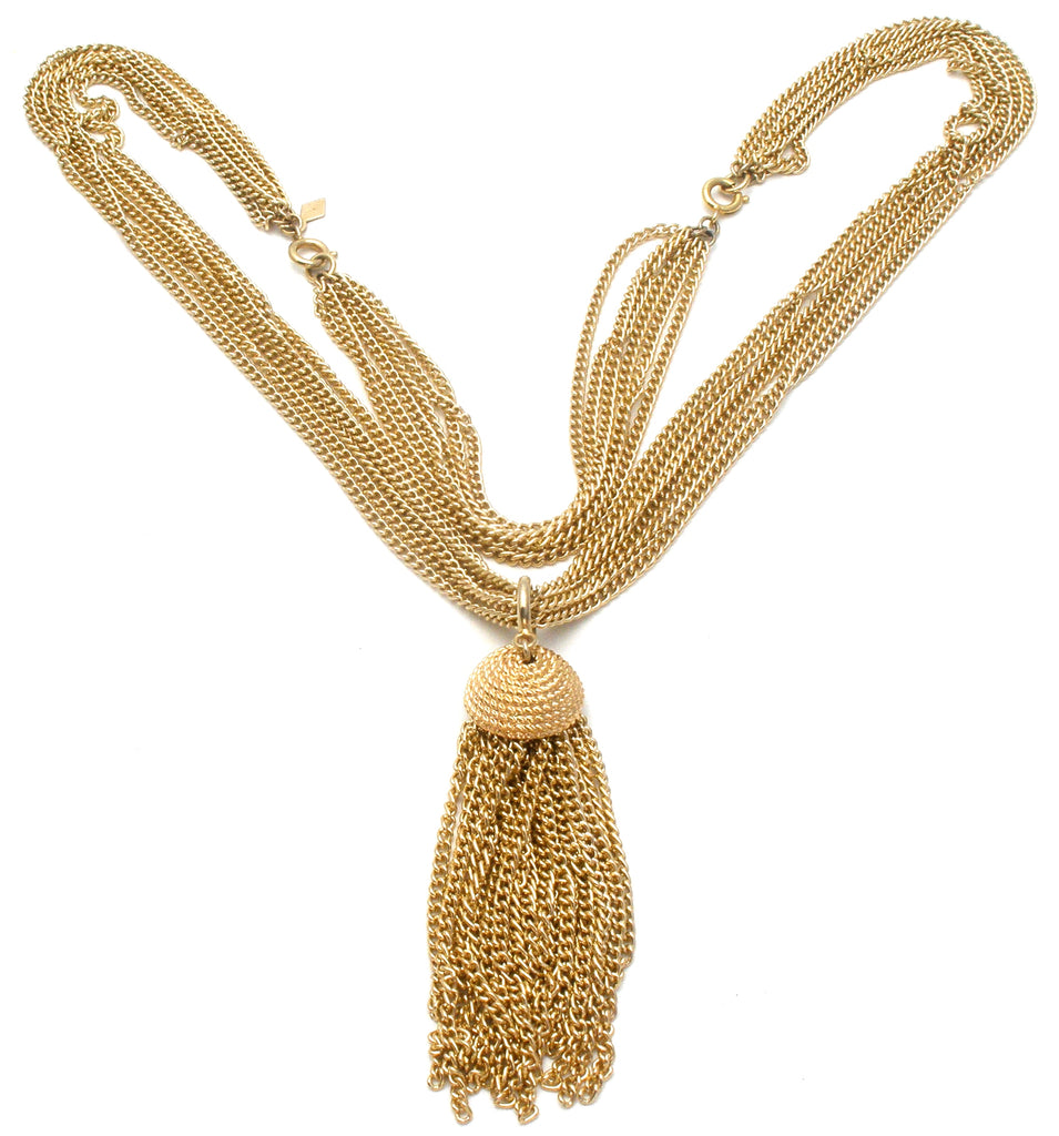 Sarah Cov Multi Chain Tassel Necklace Bracelet Vintage - The Jewelry Lady's Store