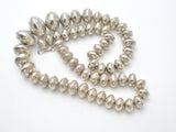 Sterling Silver Stamped Pearl Bead Necklace 23" - The Jewelry Lady's Store