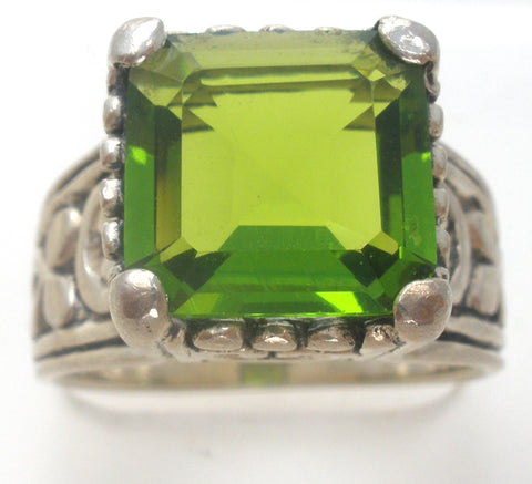 Sterling Silver Green Peridot Ring Size 9