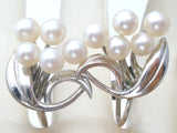 Sterling Silver Pearl Leaf & Flower Earrings Vintage - The Jewelry Lady's Store