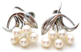 Sterling Silver Pearl Leaf & Flower Earrings Vintage - The Jewelry Lady's Store