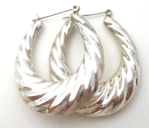 Sterling Silver Shrimp Hoop Earrings Vintage