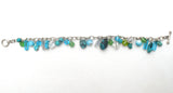 Turquoise & Crystal Bead 925 Bracelet Vintage - The Jewelry Lady's Store