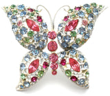 White Enamel Multi Color Rhinestone Butterfly Brooch Pin - The Jewelry Lady's Store