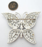 White Enamel Multi Color Rhinestone Butterfly Brooch Pin - The Jewelry Lady's Store