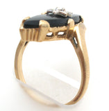 10K Gold Black Onyx & Diamond Ring Size 7 Vintage - The Jewelry Lady's Store