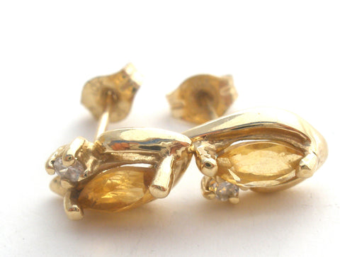 10K Gold Citrine & Diamond Earrings