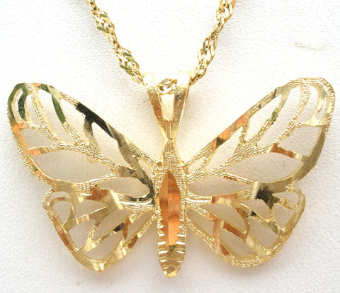 10K Yellow Gold Butterfly Necklace 18"