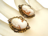 12K Gold Filled Cameo Earrings Vintage - The Jewelry Lady's Store