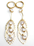 14K Gold Dangle Earrings With Cubic Zirconias - The Jewelry Lady's Store
