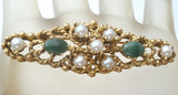 14K Gold Pearl & Jade Bar Pin Brooch - The Jewelry Lady's Store