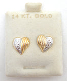 14K Yellow & White Gold Heart Earrings - The Jewelry Lady's Store