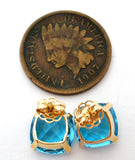 14K Gold Blue Topaz Earrings 5 Cts - The Jewelry Lady's Store