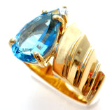 14K Plumb Gold Blue Topaz & Diamond Ring - The Jewelry Lady's Store