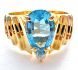 14K Plumb Gold Blue Topaz & Diamond Ring - The Jewelry Lady's Store