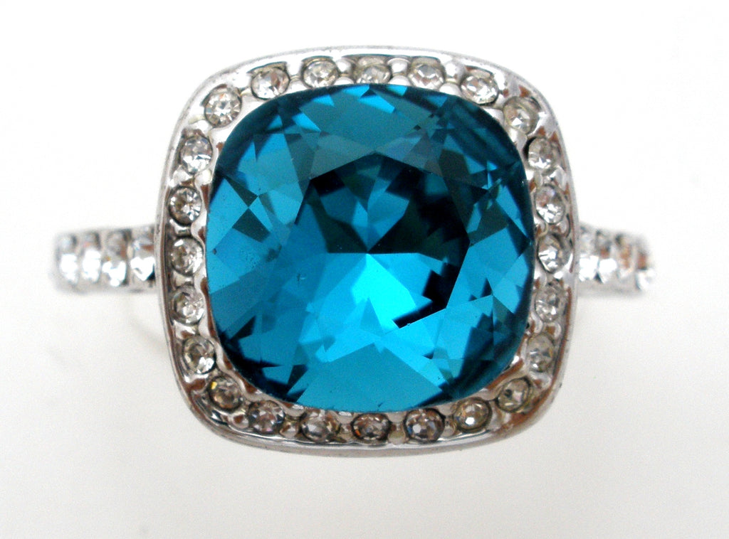 18K Gold Plated Blue CZ Ring Size 10.5 - The Jewelry Lady's Store