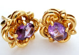 18K Yellow Gold 2.5 Ct Amethyst Earrings - The Jewelry Lady's Store