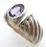 Amethyst Cable Ring Sterling Silver Size 7.5 - The Jewelry Lady's Store