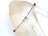 Amethyst Bead Figaro Bracelet Sterling Silver - The Jewelry Lady's Store