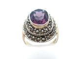 Amethyst & Marcasite Sterling Silver Ring Size 5.5 - The Jewelry Lady's Store