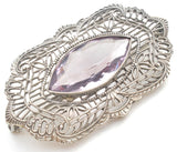 Antique 10K White Gold Amethyst Brooch Pin - The Jewelry Lady's Store