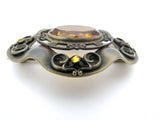 Antique Brass Citrine Brooch Pin - The Jewelry Lady's Store
