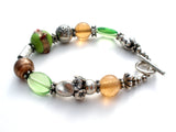 Art Glass Green & Silver Bead Bracelets - The Jewelry Lady's Store