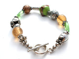 Art Glass Green & Silver Bead Bracelets - The Jewelry Lady's Store