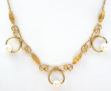 Art Nouveau 12K Gold Filled Pearl Necklace - The Jewelry Lady's Store
