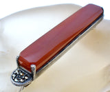 Art Deco Carnelian Bar Pin Sterling Silver - The Jewelry Lady's Store