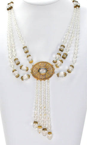 Art Deco Clear Crystal Bead Necklace