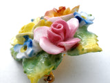 Artone Bone China Painted Flower Brooches Vintage - The Jewelry Lady's Store