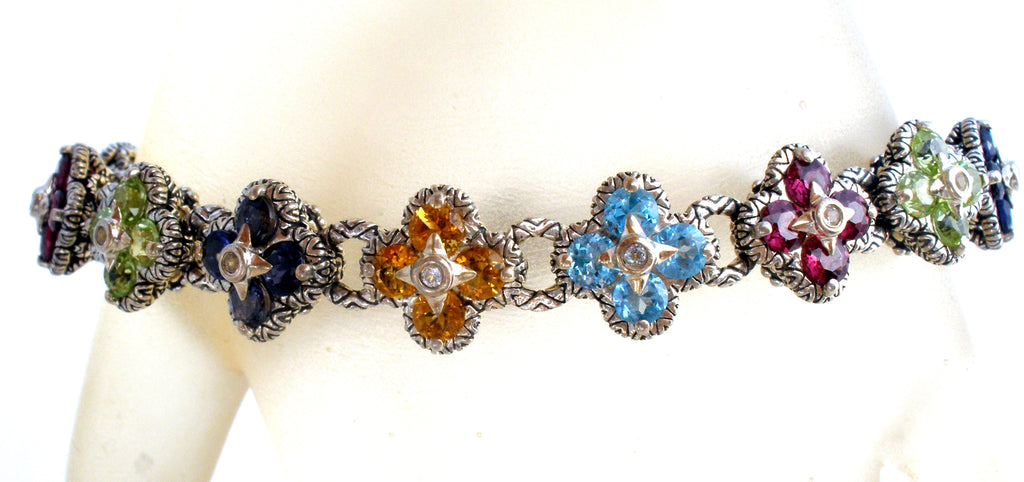 Barbara Bixby Multi Gemstone Flower Bracelet 925 18K – The Jewelry