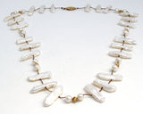Biwa Pearl & Gold Filled Bead Necklace 19" - The Jewelry Lady's Store