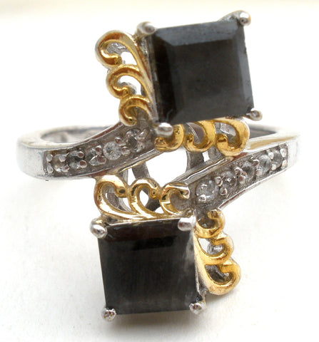 Black Agate & Crystal Ring 925 Chuck Clemency Size 9