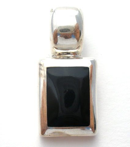 Black Onyx Sterling Silver Pendant Vintage