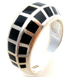 Black Onyx Sterling Silver Ring Size 8 Vintage - The Jewelry Lady's Store