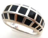 Black Onyx Sterling Silver Ring Size 8 Vintage - The Jewelry Lady's Store