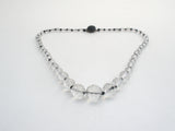 Black & Clear Bead Necklace 18" Vintage - The Jewelry Lady's Store