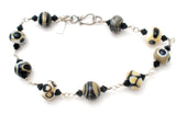 Black & White Art Glass Bead Bracelet JWL - The Jewelry Lady's Store